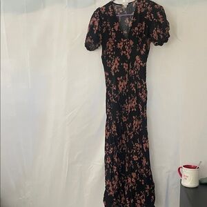 A New Day Black and Pink Floral Maxi Dress